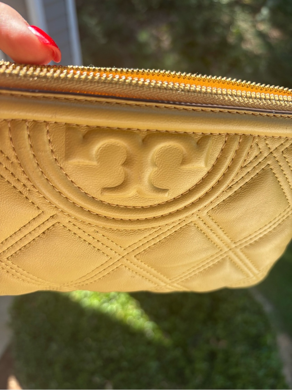 Tory Burch Quilted Wristlet Clutch in Mustard Yellow - Picture 5 of 8